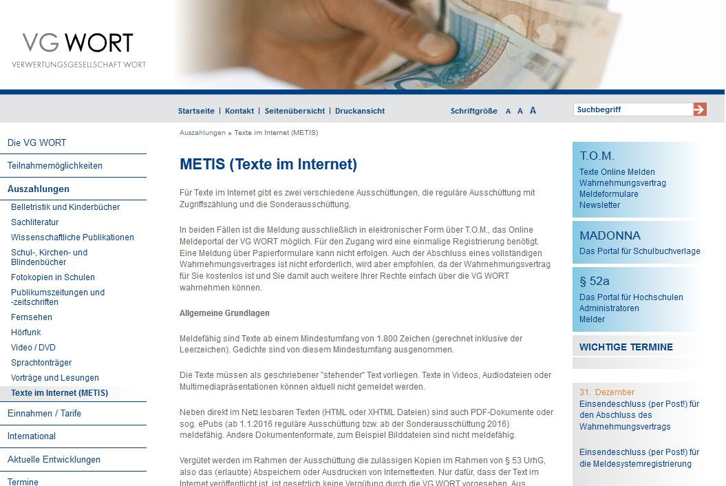 vgwort texte im internet